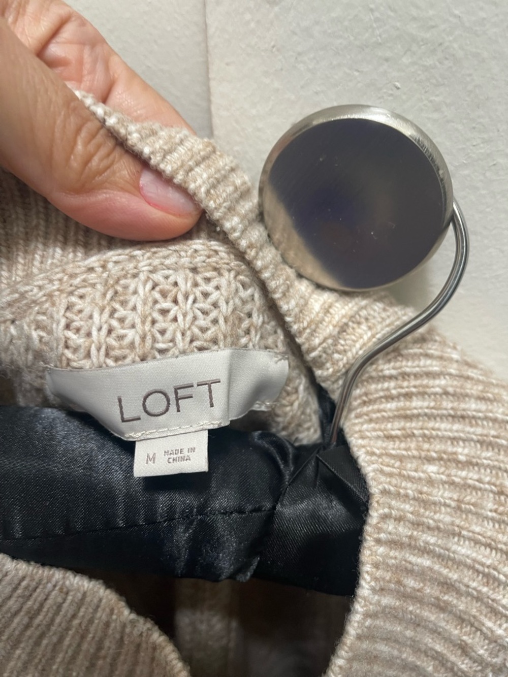 LOFT Beige Ribbed Mock Neck Sweater - Picture 4 of 4